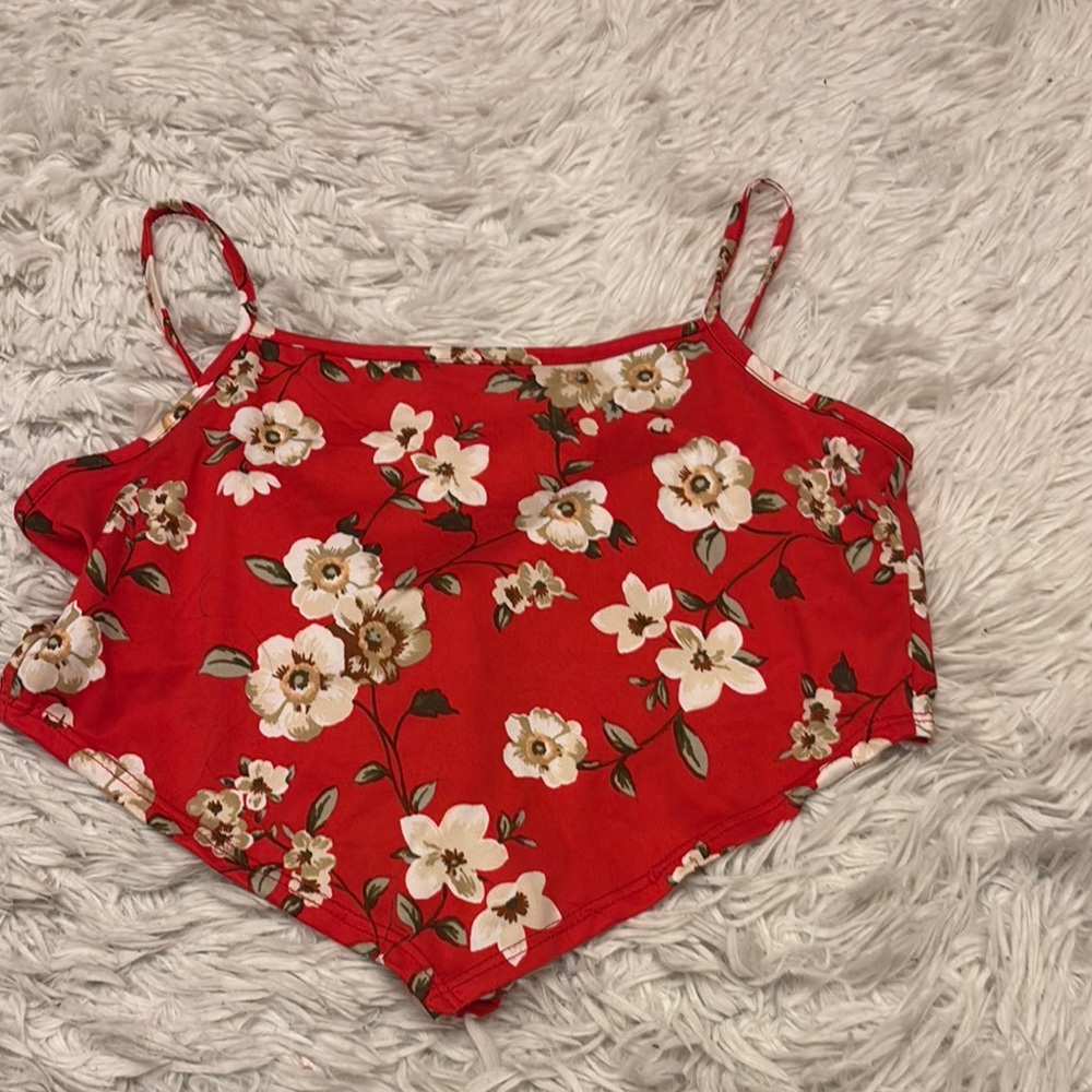 Floral Red Crop Top